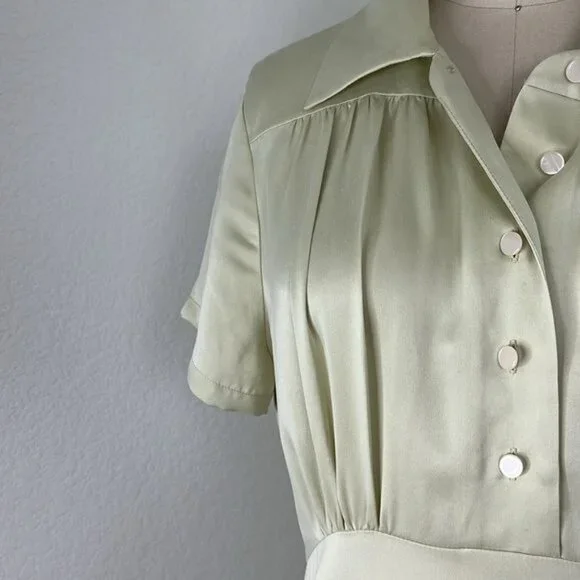 J Crew X Eveliina Vintage Limited Edition Helmi Silk Button Mint Dress - Picture 7 of 15